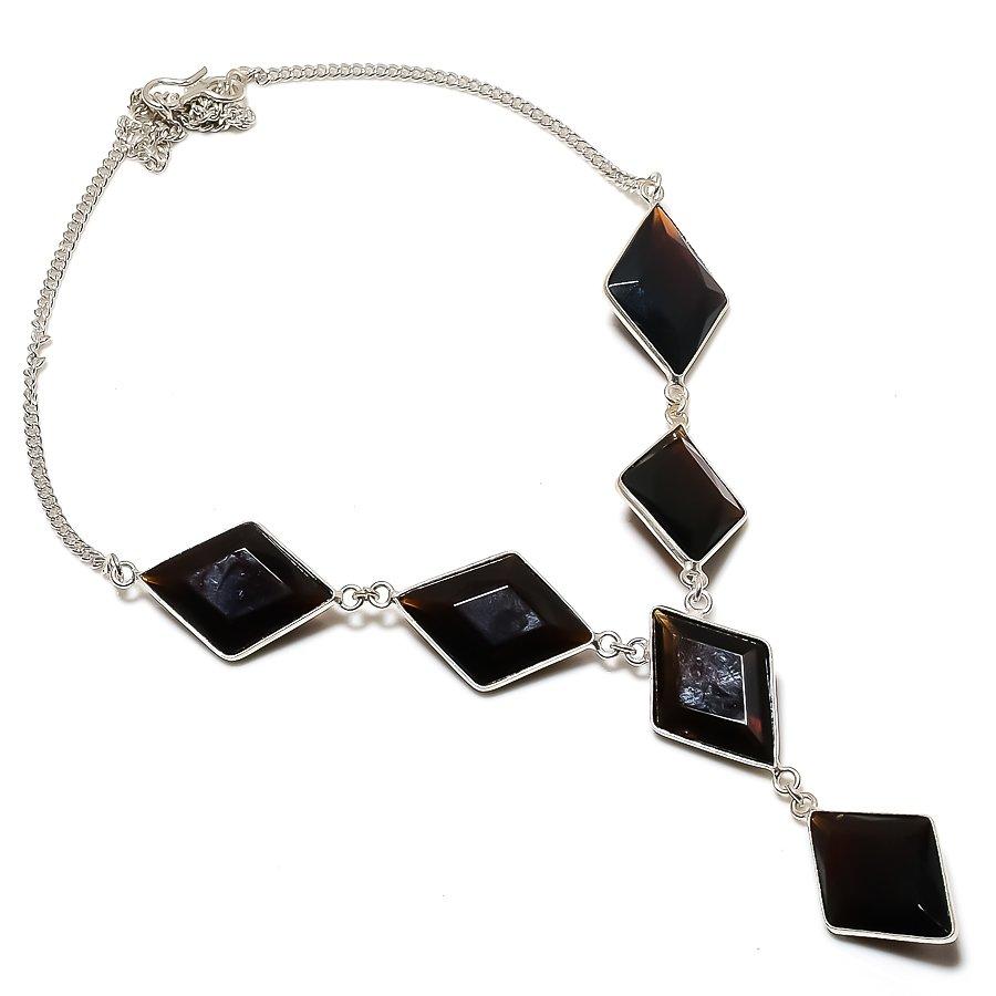 

Natural Black Spinel Gemstone 925 Sterling Silver Jewelry Necklace 18 N6A16