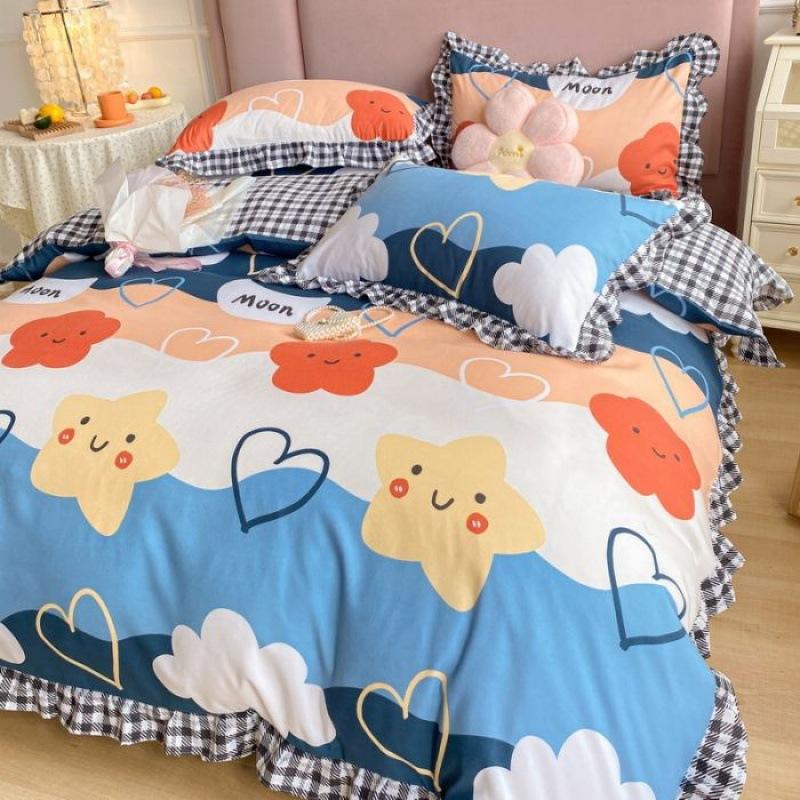 Bettrock Vierteiliges Bettlaken-Set im Prinzessinnen-Stil, Bettbezug, Bettwäsche, Schlafsaal-Bettlaken, dreiteiliges Set