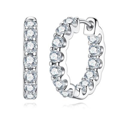 D צבע 3 מ"מ 2.6cttw Moissanite חישוק עגילי עם Cer 925 כסף סטרלינג עגיל יוקרה לנשים תכשיטים