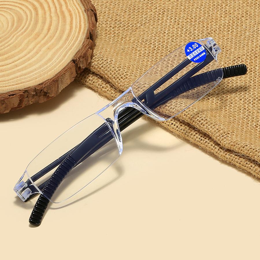 New Fashionable Anti Blue Light Reading Glasses for Men Casual Frameless Corrective eyewear for Women Classic Long-Distance Prescription eyeglass
