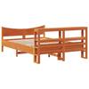 Solid Wood Bed with Headboard Wax Brown 140 X 190 Cm Pine