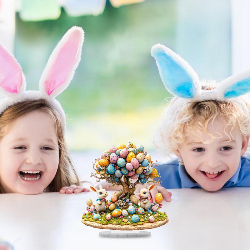 Easter 2D Flat Decoration Acrylic Statue egg bunny Easter Decor for Desk Spring Easter Stand Figure Indoor Home Decoration