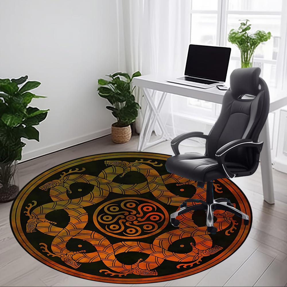 1pc Serpent Mandala Office Round Area Rug, Under Office Chairs Bedroom Living Room Home Decor, Room Deco, Available in Various Sizes
