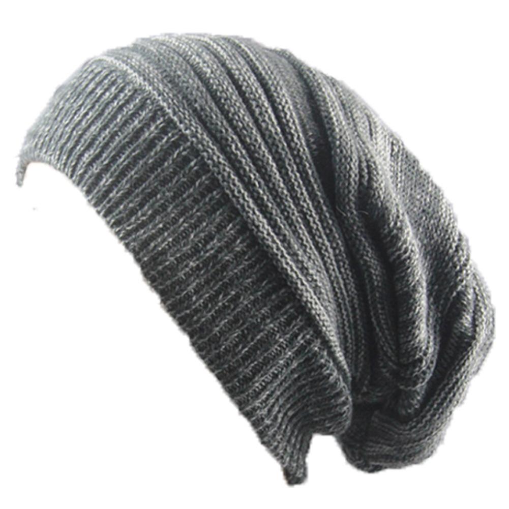 Pleated Knitted Cap Two-Colored Mottled Warm Woolen Beanie Hat Skullcap