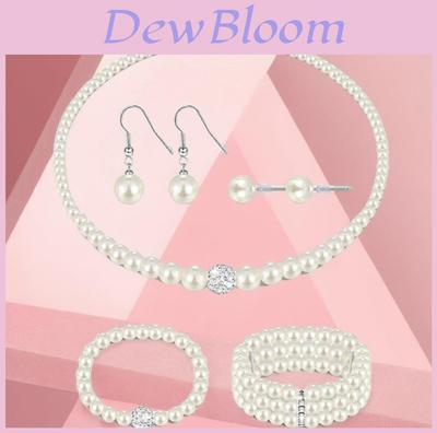 Artificial Pearl Jewelry Set For Women With Heart Water Drop And Bell Designs For Elegant Occasions