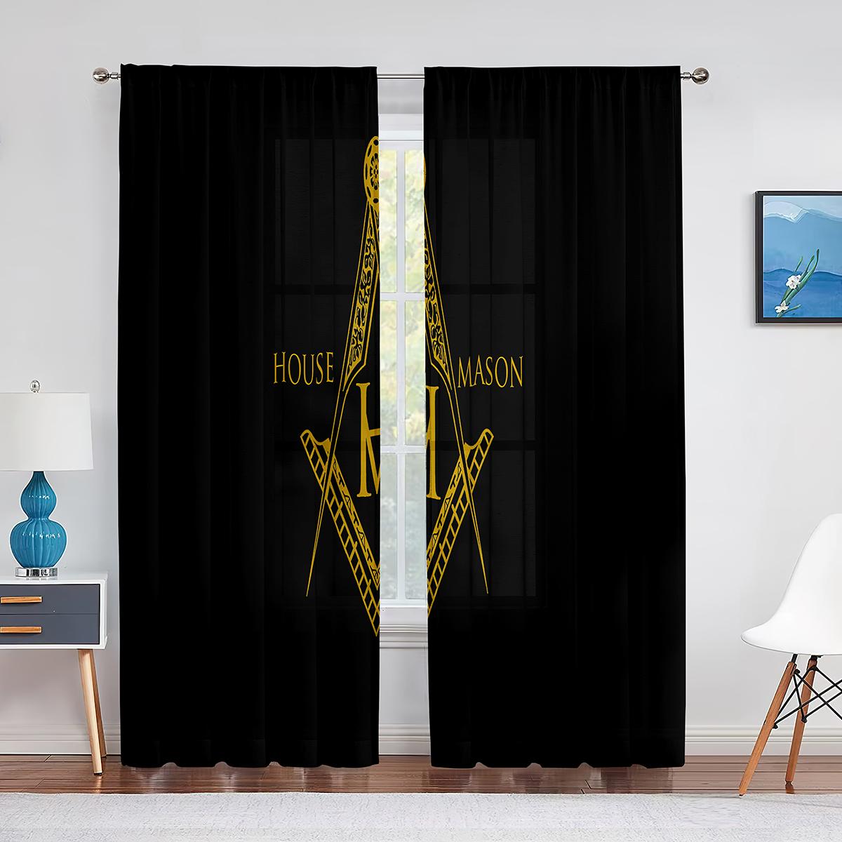 Мейсон Масонский Франкмасонство Эмблема Тюль Вуаль Шторы Для Спальни Оконные Шторы — фото 5