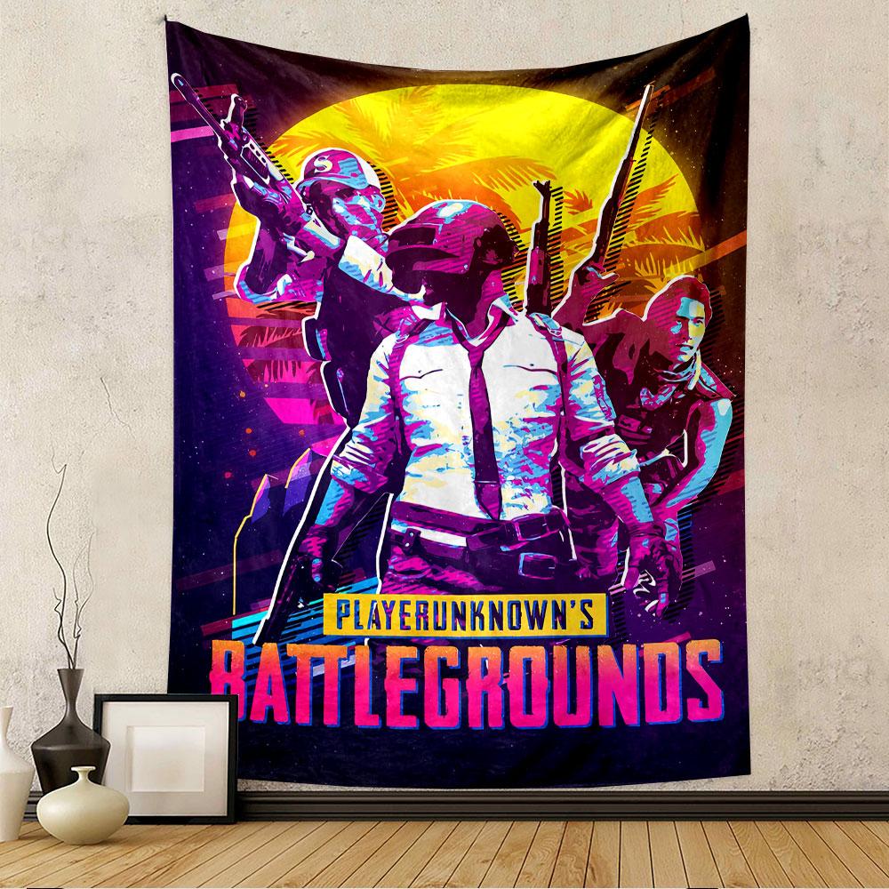 PUBG Tapestry Wall Hanging, PlayerUnknown Battlegrounds Poster Art, Gamer Wall Decor for Bedroom Living Room Dorm