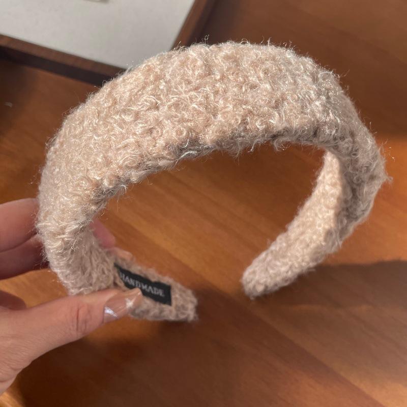 2025 Retro Fashion Solid Color Woolen Headband: Autumn/Winter Versatile Wide Hair Accessory for Women