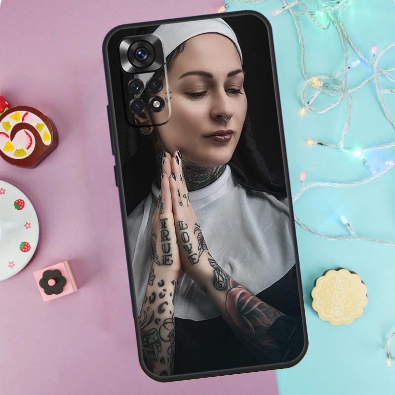 Sexy Sleeve Tattoo Girl Case For Xiaomi Redmi Note 13 Pro 14 9 10 11 12 9S 10S 11S 12S Redmi 14C 10C 12C 13C Cover