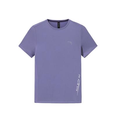 Bequemes Leichtes Atmungsaktives Sportliches Einfaches Buchstaben Rundhals Kurzarm T-Shirt Damen Oberteile Dämmerungs-Lila 162525110-2