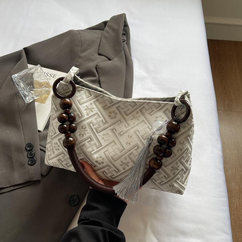 

2025 Женская вышитая сумка через плечо в китайском стиле: Сумка-багет на осень/зиму 30cm x 19cm x 10cm серый