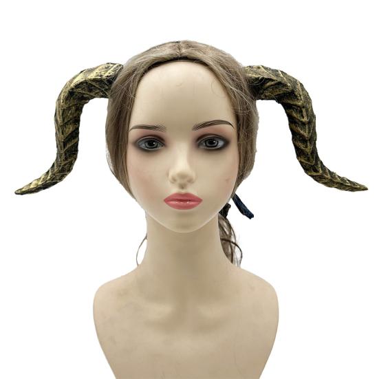 Gothic Devil Horn Headband Imitation Fake Bull Horns Hair Hoop Halloween Dress Up Hair Accessories for Halloween Cosplay Carnival