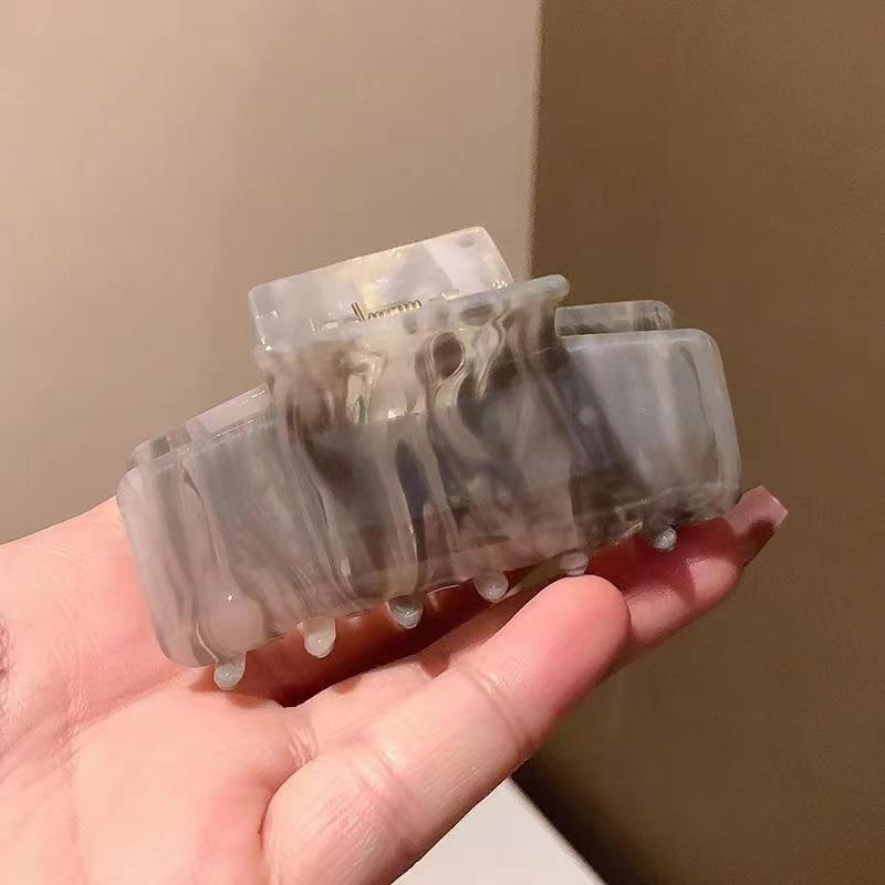 

Заколка-краб из высококачественного ацетата в стиле японской и корейской живописи тушью – Летний нишевый квадратный аксессуар для волос серый