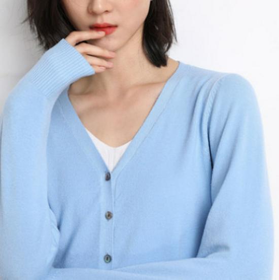 Women's Oversized V-Neck Core-Spun Yarn Knit Cardigan - Soft, Long Sleeve, 2025 Autumn/Winter Collection