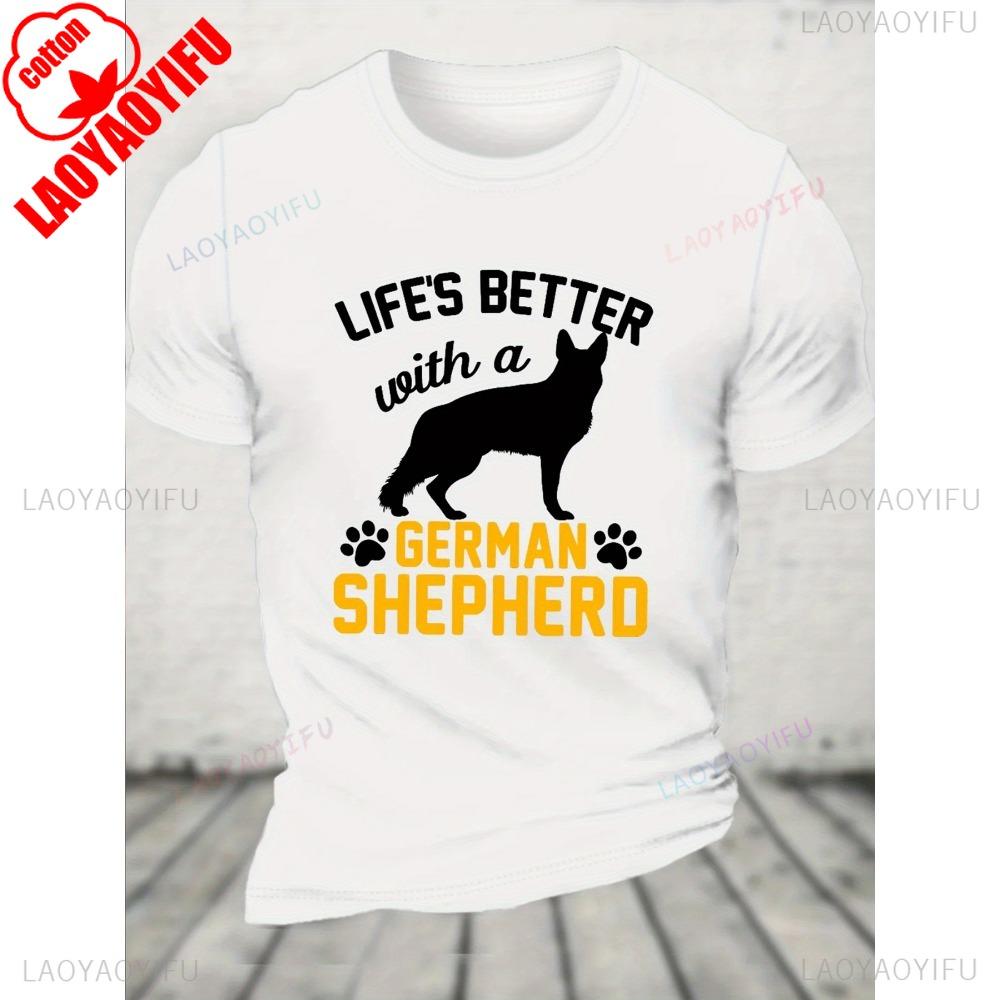 Unique German Shepherd Design Crew Neck T-Shirt Short Sleeve Casual Comfortable Breathable Summer Wear for Men Perfect