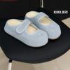 Leather Velcro Mary Jane Shoes Slippers Women's 2025 Summer New Baotou Soft Sole Platform Versatile Cool Slippers