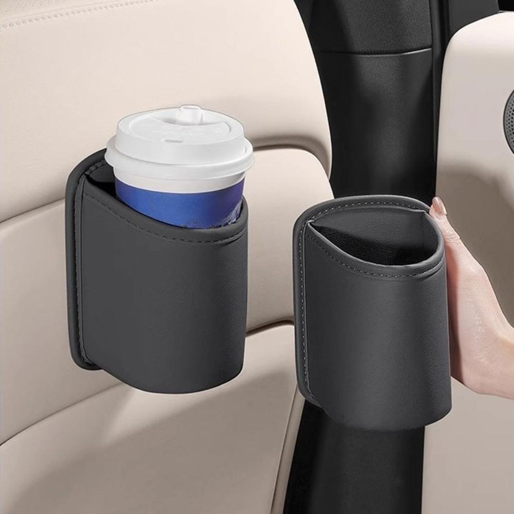 2-Pack Car Door Cup Holders - Robust Faux Leather Cup Holders with Non-slip Base, Door-mounted Cup Holders for Back Seat, Center Console, Beverage Box