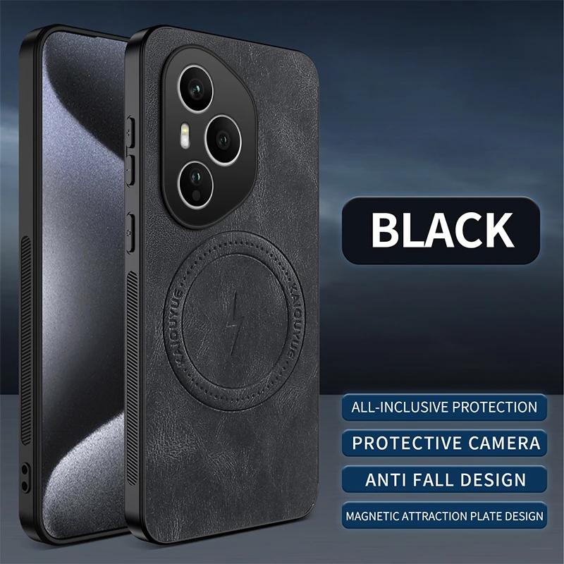 Magnetic Case For Honor 400 Pro Honor400 Lite 5G MagSafe Napa-textured PU Silicone Leather Cover Shockproof Bumper