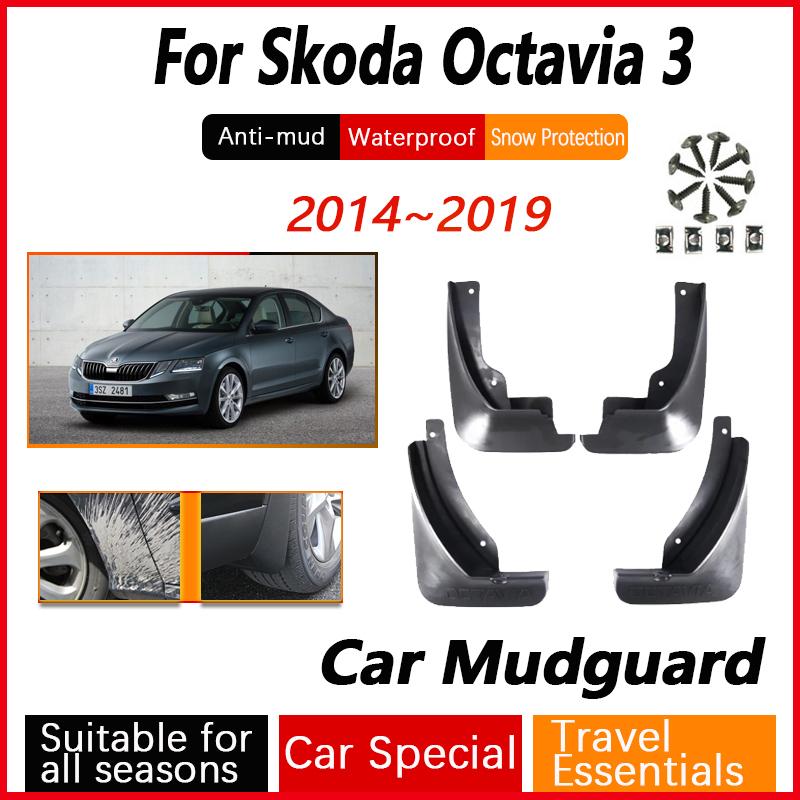 4PCS For Skoda Octavia 3 A7 5E Sedan 2014~ Car Wheel Fenders Antifreeze Mudguard Splash Mud Guards Mudflaps Auto Accessories