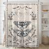 1pc Butterfly Pattern Shower Curtain With Hooks, Waterproof Bathroom Partition Curtain, Bathroom Accessories, Home Decor