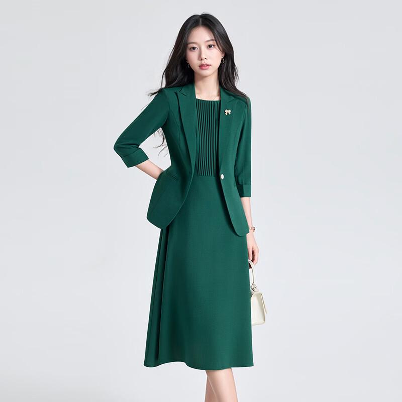 Women's Two-Piece Half-Sleeve Blazer & Dress Set