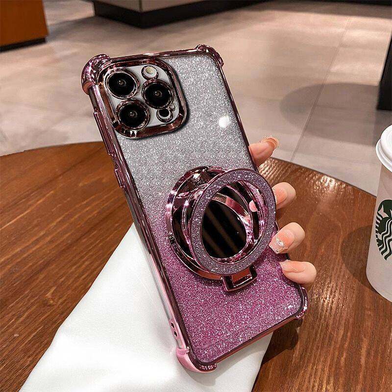 Glitter Magnetic Mirror Holder Case For OPPO A79 A2 5G A78 A38 A18 A17 A16 A15 A15S A3 PRO A76 A96 A57 2022 A54 A58 A53 A33 2020