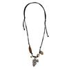 Nature Inspire Adjustable Necklace With Braided Strands Wood Charm and Alloy Components