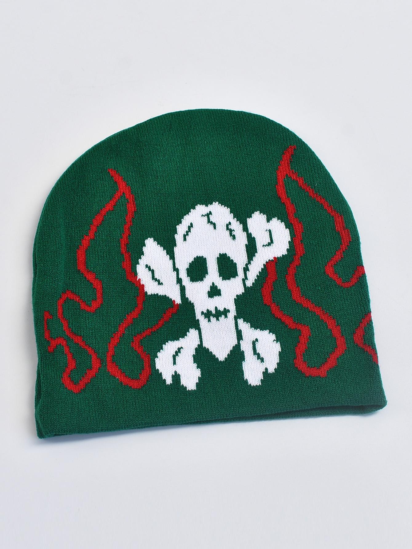 

Acrylic Jacquard Knitted Hats Winter Pullover Protection Warm Hat Skull Knitted Fitness Activities Ski Beanie High Quality Practical Daily Use One Size зелёный