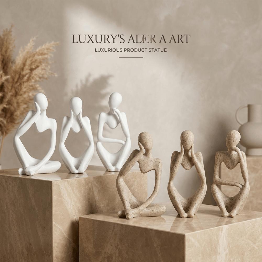 Moderne Der Denker Statue Sandfarbe Schreibtisch-Display-Ornamente Lese-Dekor