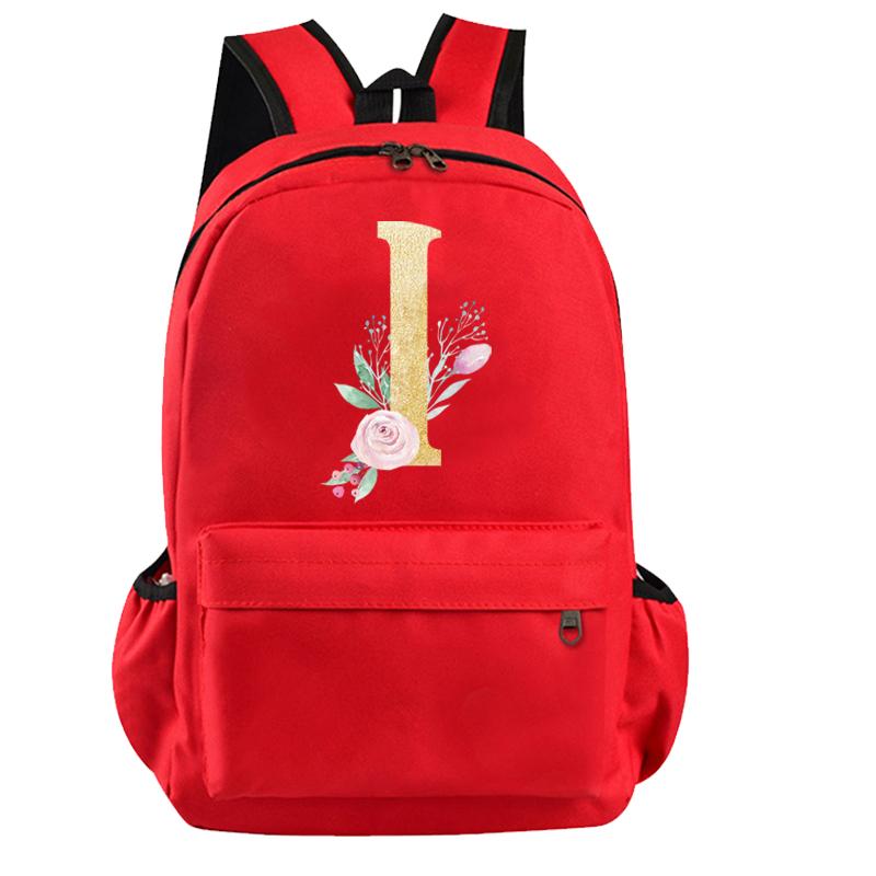 26 English Letters Cosplay Canvas Red Backpack Children Schoolbag Travel Bag Back To School Bookbag for Kids