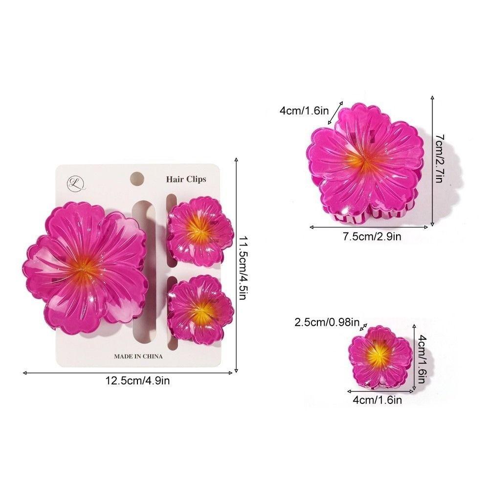 3Pcs/Set Gradient Hawaiian Flower Hair Clip Hibiscus Hair Clips New Hairpin  Summer Hair Accessories