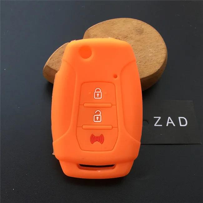 ZAD Silicone Flip Car Key Case Cover Protector Holder For Ssangyong 2015 2016 Tivoli Rexton Korando C 3 Button FOB Key