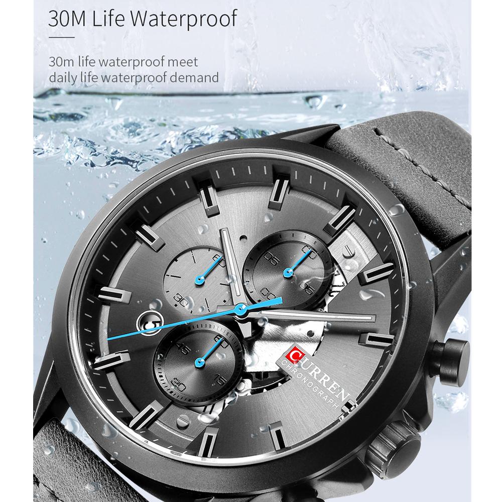 CURREN Luxury Brand Watches for Man Casual Clock with Chronograph Luminous Hands Leather Straps Wristwatches Male