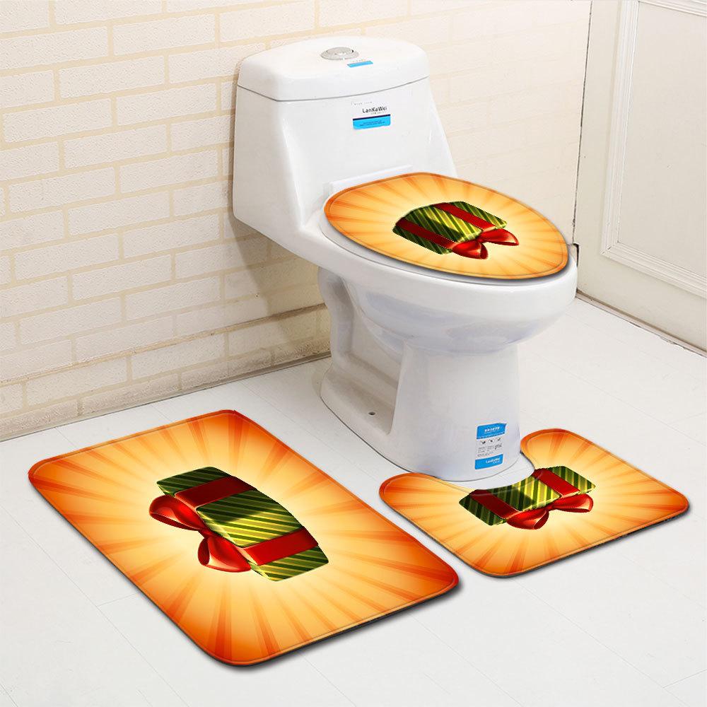 Christmas Bathroom Floor Mat Toilet Three-Piece Set