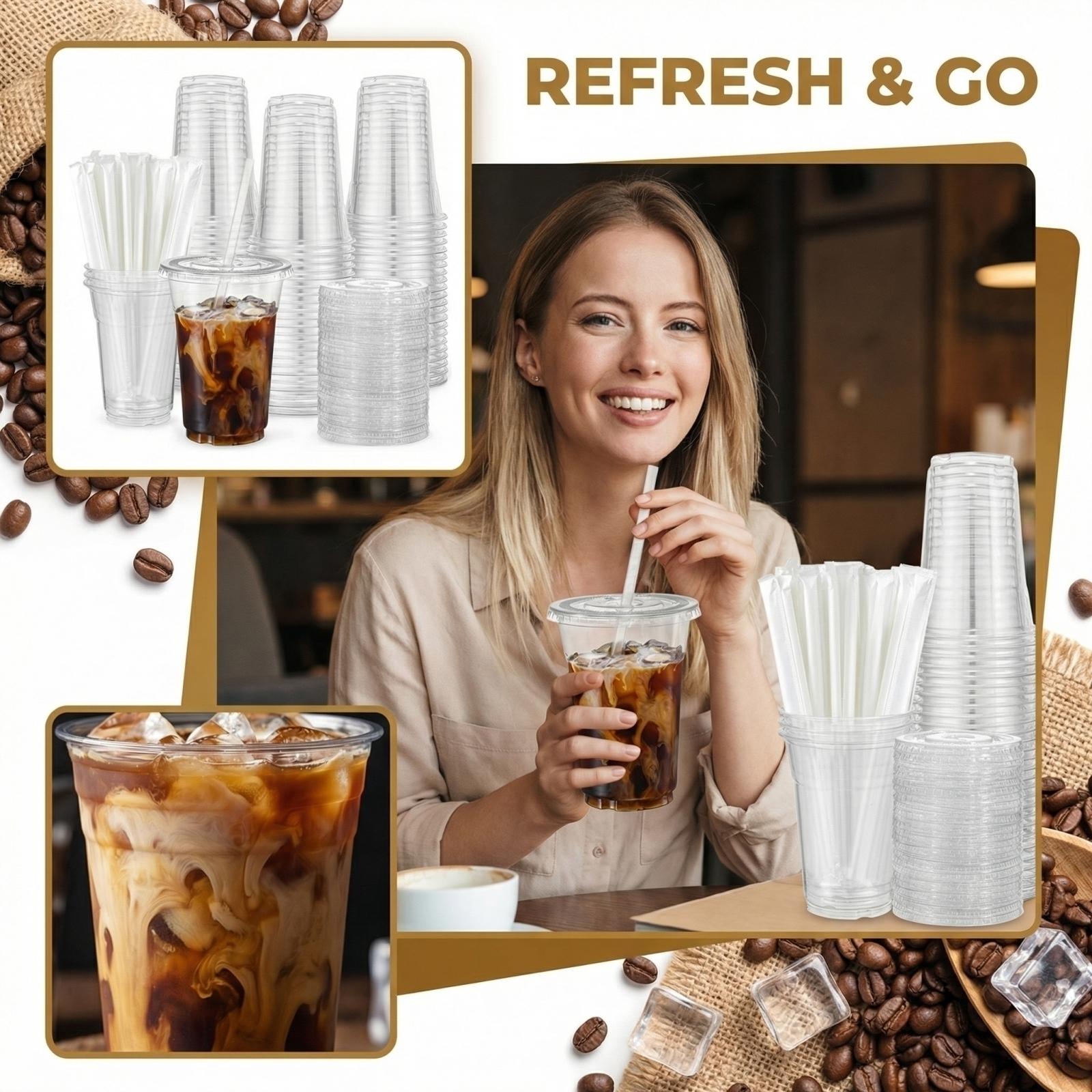 

Disposable Cup With Lid And Straw For Takeaway Coffee, Milk Tea And Other Beverages. One Size белый