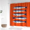 Lebhaftes Orange & Blau 1 Stück Hochwertiger Polyester-Duschvorhang Mit 3 Cartoon-Fisch-Design | Maschinenwaschbar