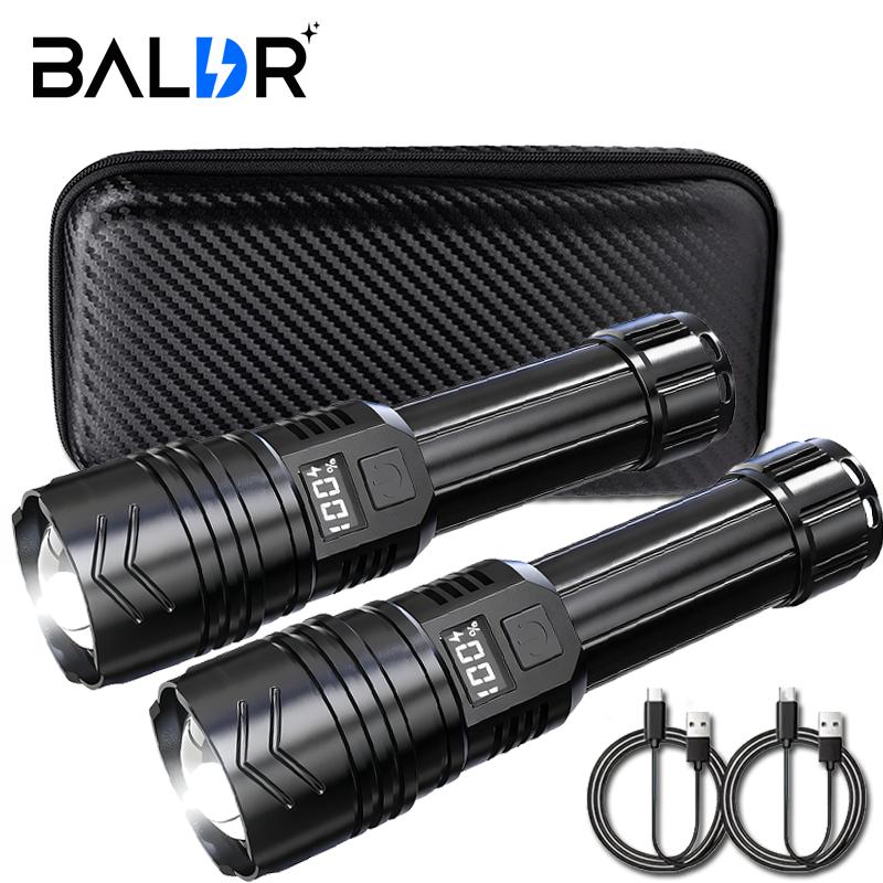 High Power LED Tactical Flashlight Rechargeable Zoomable Camping Fishing Emergency Torch With Battery Display