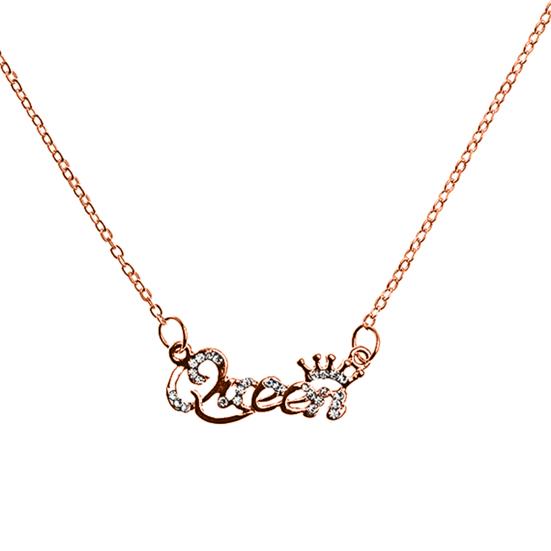Shining Rhinestone Charming Girls Necklace Luxury Queen Crown Chain Necklace Jewelry Accessories