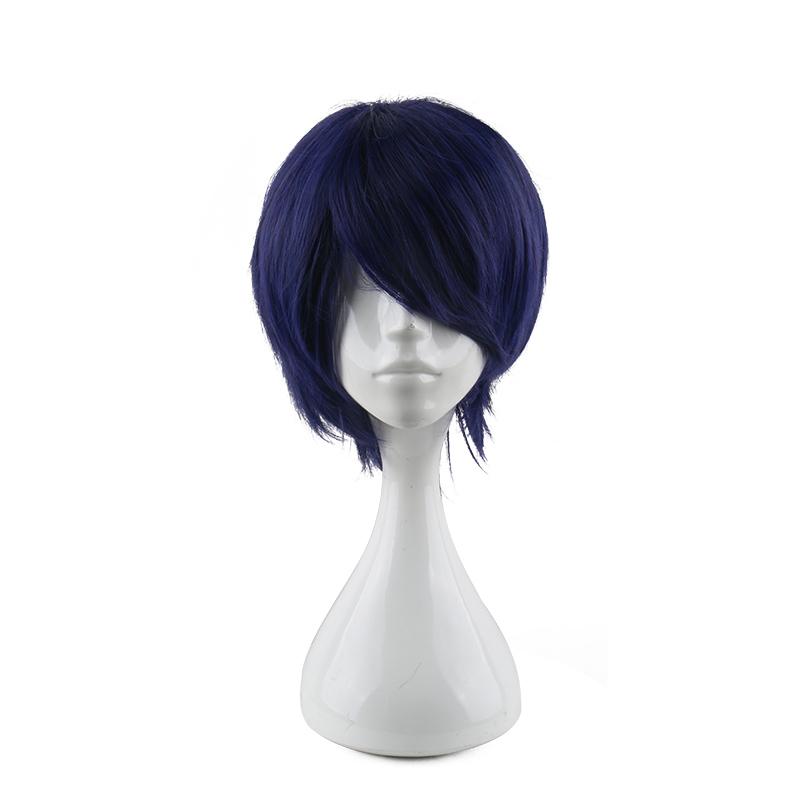 Kitagawa Yusuke Persona 5 Anime Cosplay Wig Brown Synthetic Hair Costume Party Halloween Game Character Premium Heat Resistant (Blue,14 in)