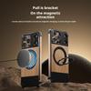 Premium 360°rotating Bracket Metal+wood Grain Leather Back Cover For iPhone 17 16 15 14 13 Pro Max Fall Prevention Phone Case