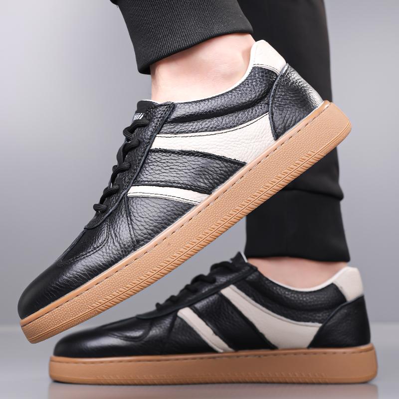 Fashion Handmade High Quality Men Leather Casual Shoes Men Brand Comfortable Flats Men Trendy Sneaker Shoes Daily Commute Oxfords Shoes