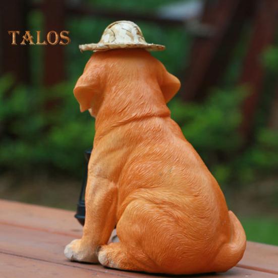 Statuie de cățeluș din rășină cu lumină solară de grădină cu lanternă solară cu LED decor în aer liber Sculptură de cățeluș rezistentă la intemperii pentru curte, terasă, peluză, verandă