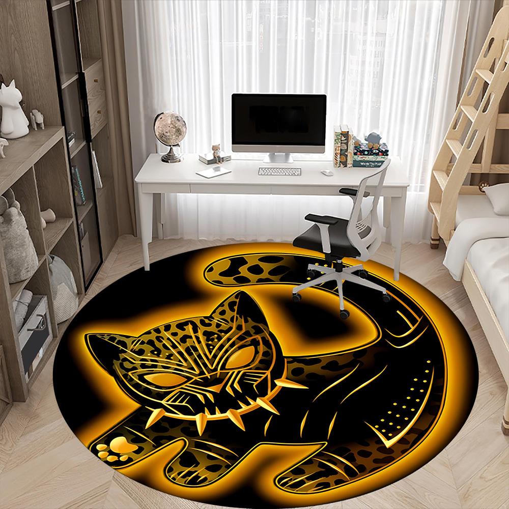 1 Stück Leopardenkatze Büro Runder Teppich, Matte Geeignet für Büro, Unter Bürostühlen Schlafzimmer Wohnzimmer Heimdekoration, Zimmerdeko