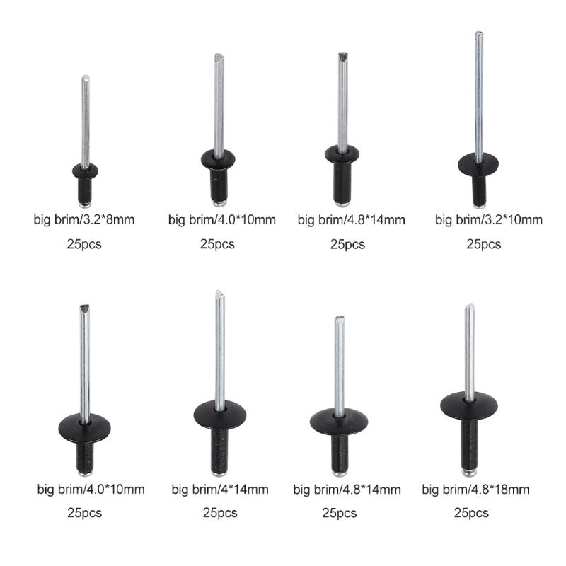 385pcs Metal Blind Rivets Assortment Large Flanges Designs Heavy Duty Fasteners Simple Installation for Secure Fastening