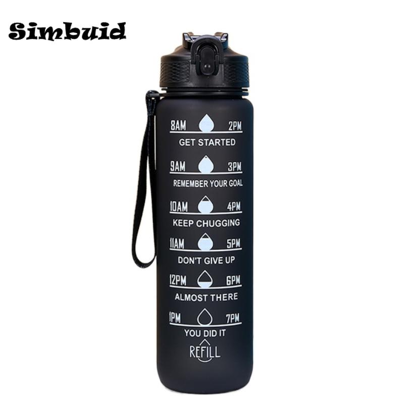 3Sizes ActiveWear Water Bottle Gradient Color Motivational Bottle with Time Marker Leak-proof Cup Gym Outside Drinkware