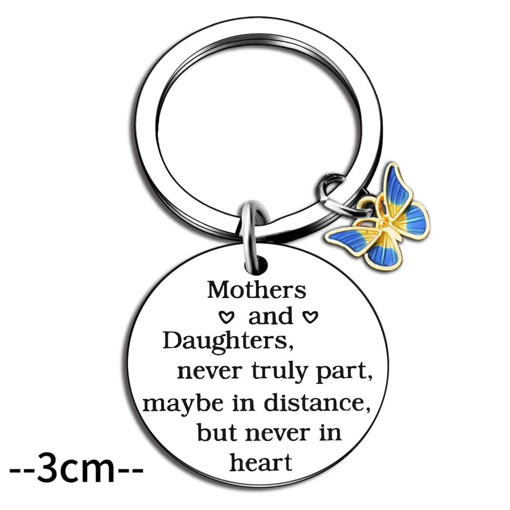 Mother Daughter Butterfly Stainless Steel Keychain Warm Family Design Fashion Pendant Practical Mother's Day Gift