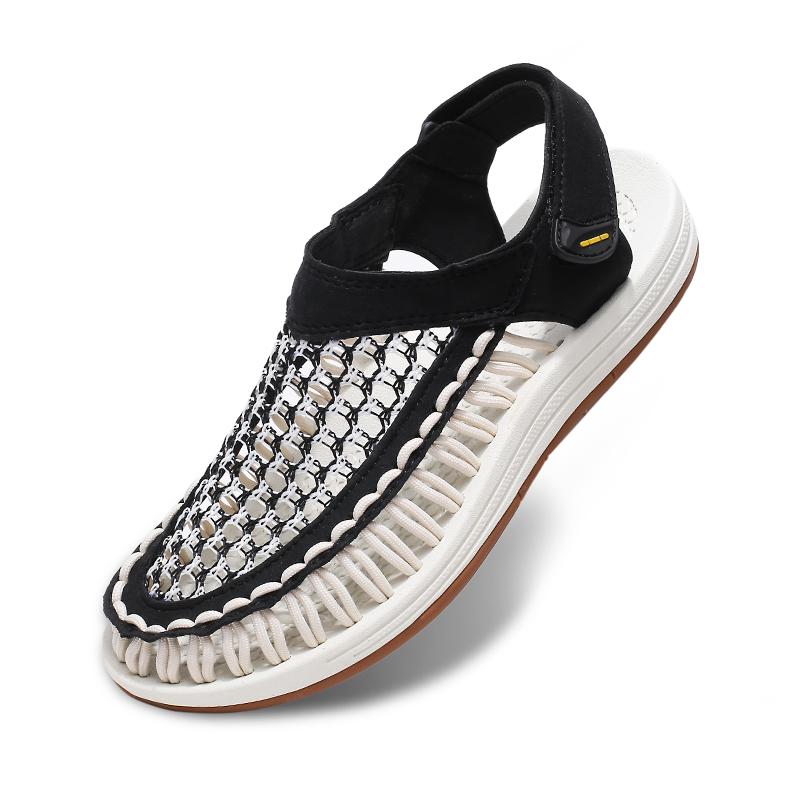 Fashion New Design Mesh Cloth Sandals Men Breathable Summer Flat Outdoor Handmade Sandals Antiskid Beach Sneakers Hollow Out Desert Shoe
