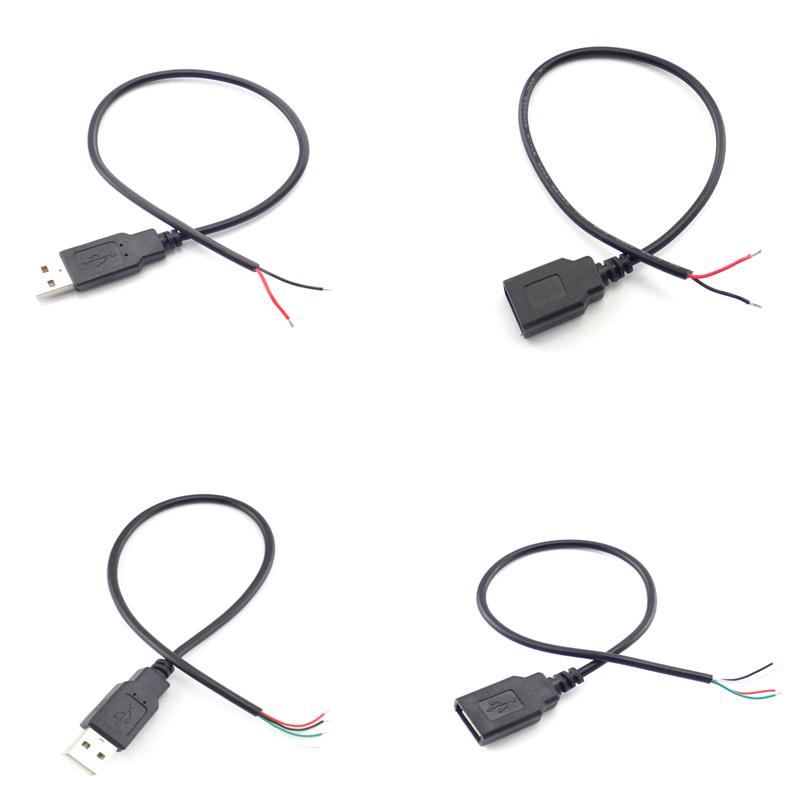 Copper USB Single Male Head Two Core Charging Cable Four Core Data Cable USB Connection Cable Tin Supply Cable Extension Cable