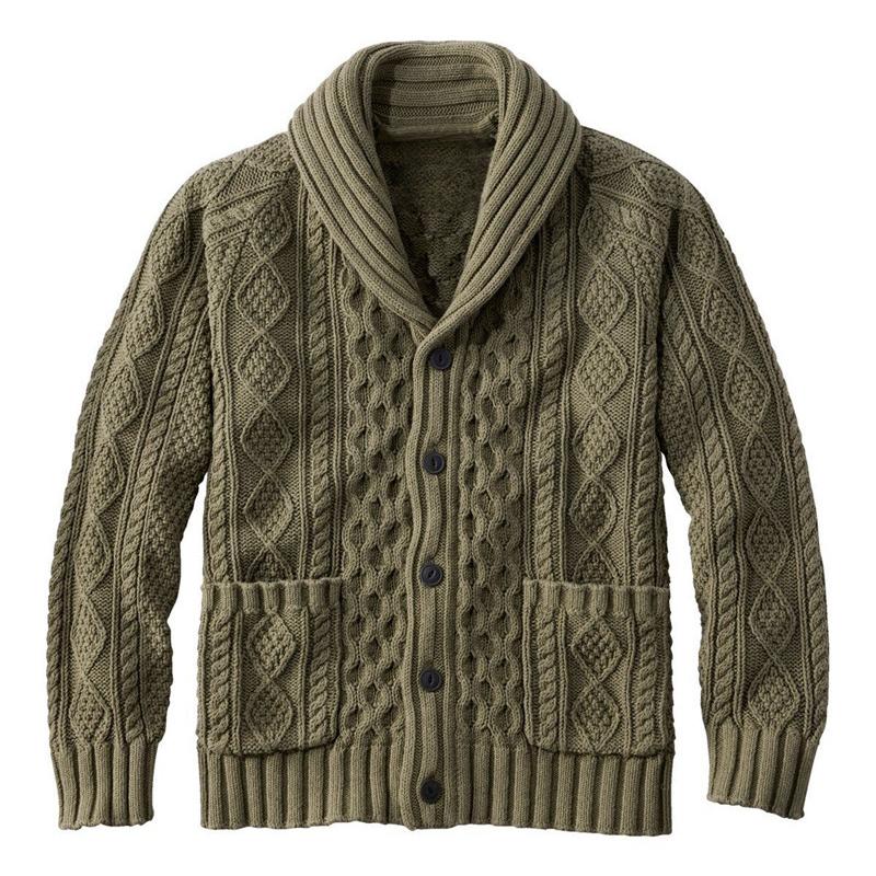 Новый простой модный вязаный кардиган с отложным воротником весенне-осенний повседневный свитер мужская однотонная верхняя одежда с длинным рукавом S зелёный 3090₽