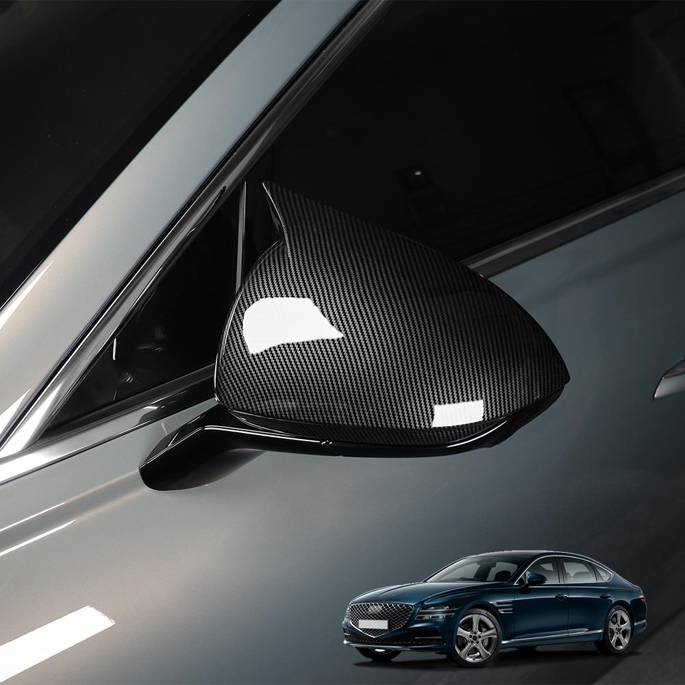 Carbon Fiber ABS Bull Horn Rearview Side Mirror Cover Housing Protection Trim For Genesis G80 RG3 2026 2026 Exterior Accessories